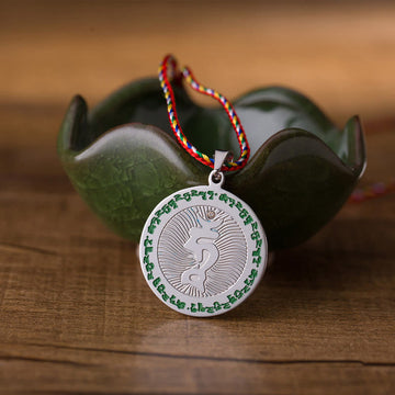 Bodhisattva Tara Titanium Steel Faith Colored Rope Necklace Pendant