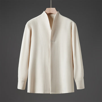Solid Fall Long Sleeve Hidden Half Button Design Men's Shirts