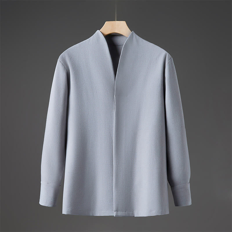 Solid Fall Long Sleeve Hidden Half Button Design Men's Shirts