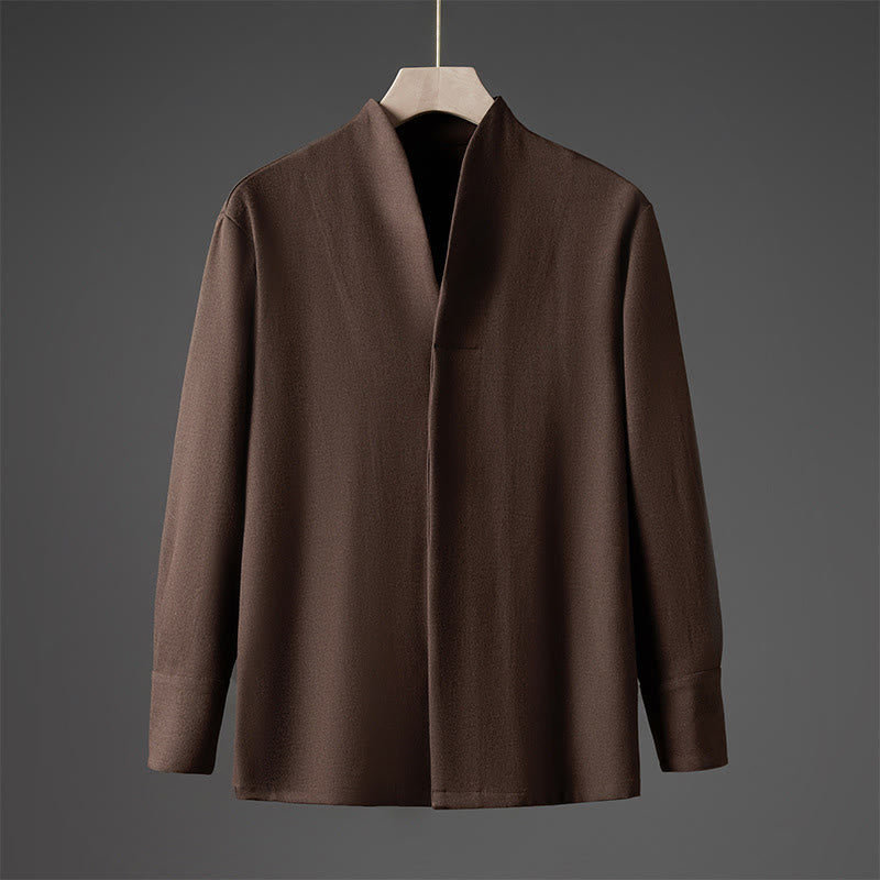 Solid Fall Long Sleeve Hidden Half Button Design Men's Shirts