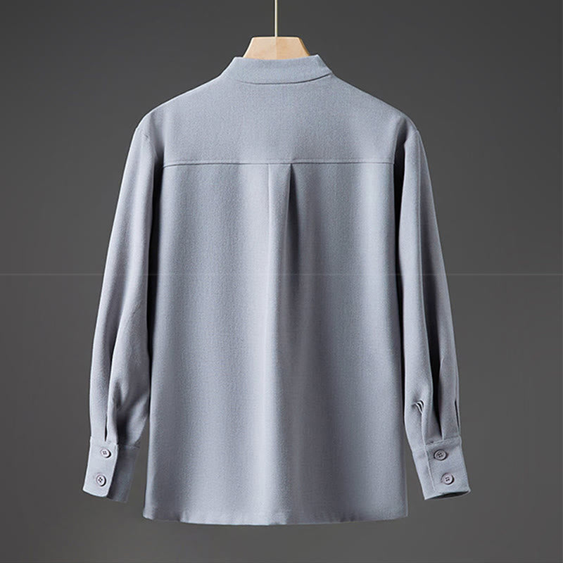 Solid Fall Long Sleeve Hidden Half Button Design Men's Shirts