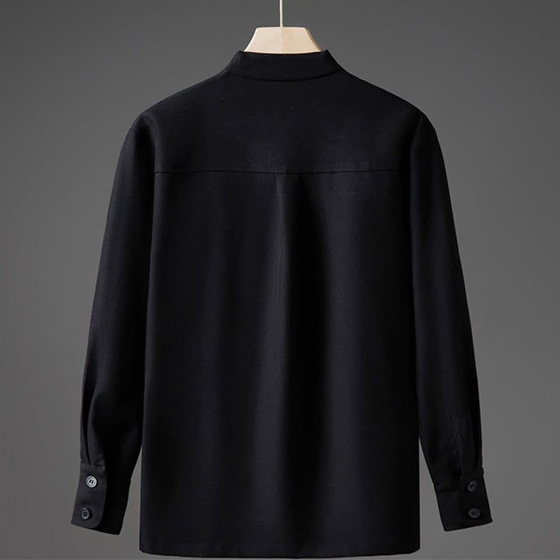 Solid Fall Long Sleeve Hidden Half Button Design Men's Shirts