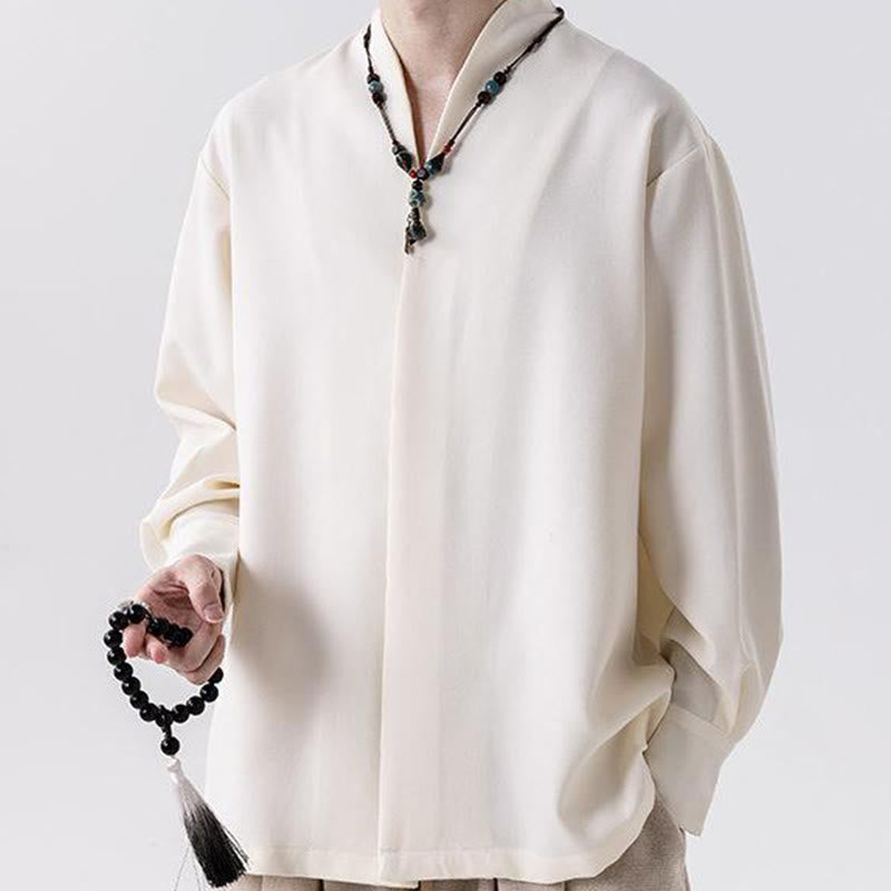 Solid Fall Long Sleeve Hidden Half Button Design Men's Shirts
