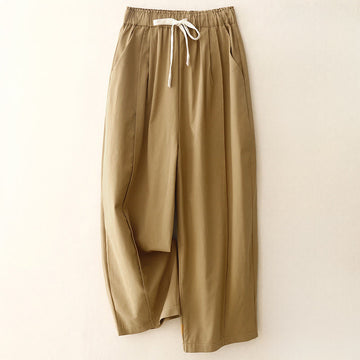 Breathable Cotton-Blend Elastic Waist Harem Meditation Pants