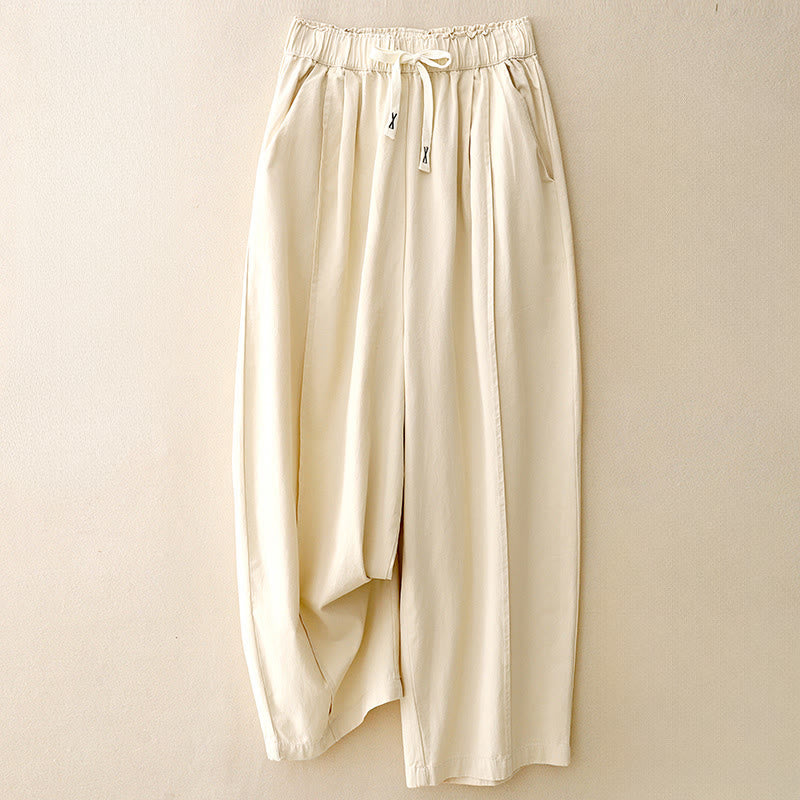 Breathable Cotton-Blend Elastic Waist Harem Meditation Pants
