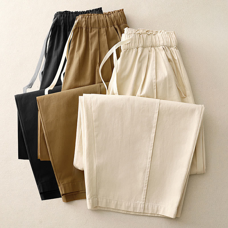 Breathable Cotton-Blend Elastic Waist Harem Meditation Pants