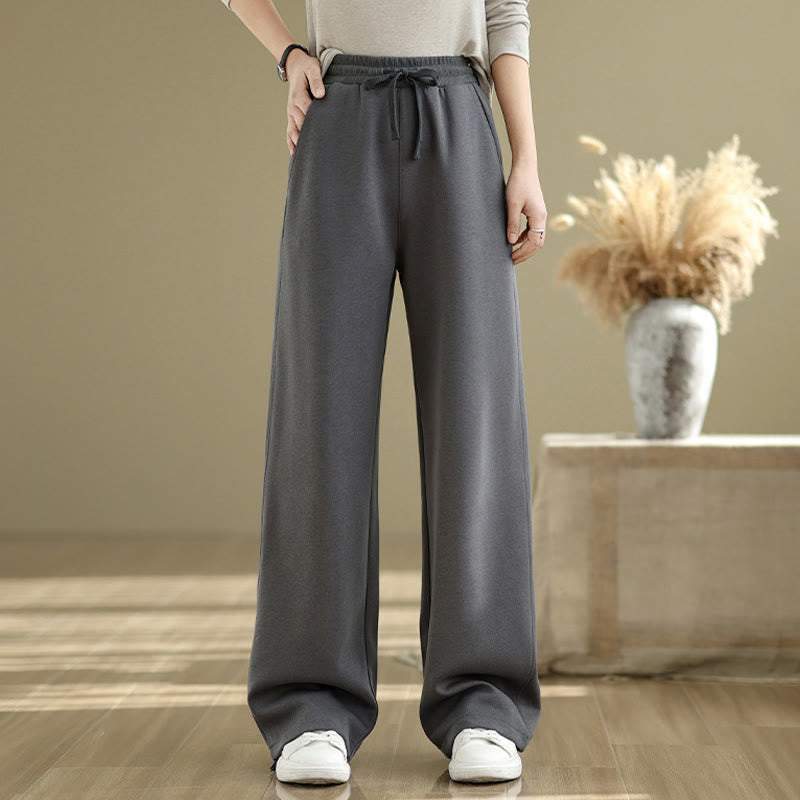 Breathable Cotton Straight-Leg Meditation Trousers with Pockets