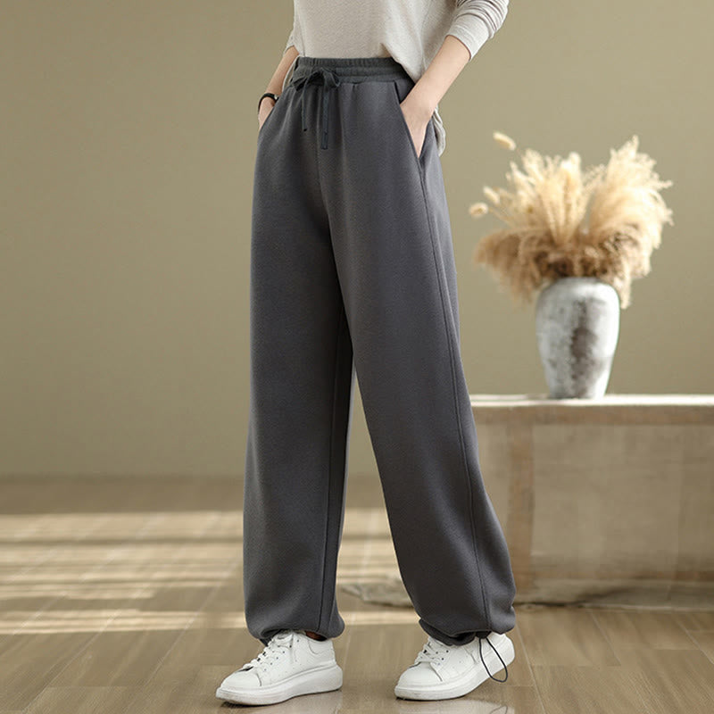 Breathable Cotton Straight-Leg Meditation Trousers with Pockets