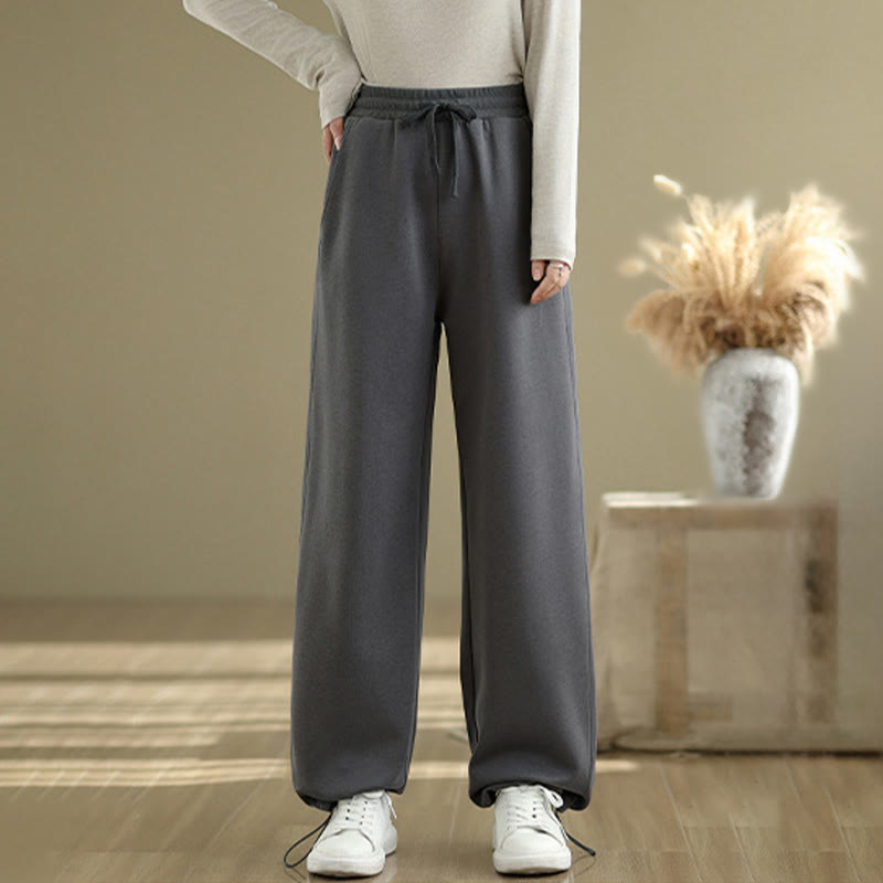 Breathable Cotton Straight-Leg Meditation Trousers with Pockets