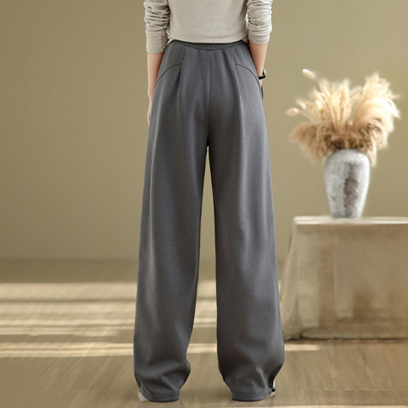 Breathable Cotton Straight-Leg Meditation Trousers with Pockets