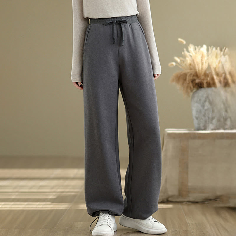 Breathable Cotton Straight-Leg Meditation Trousers with Pockets
