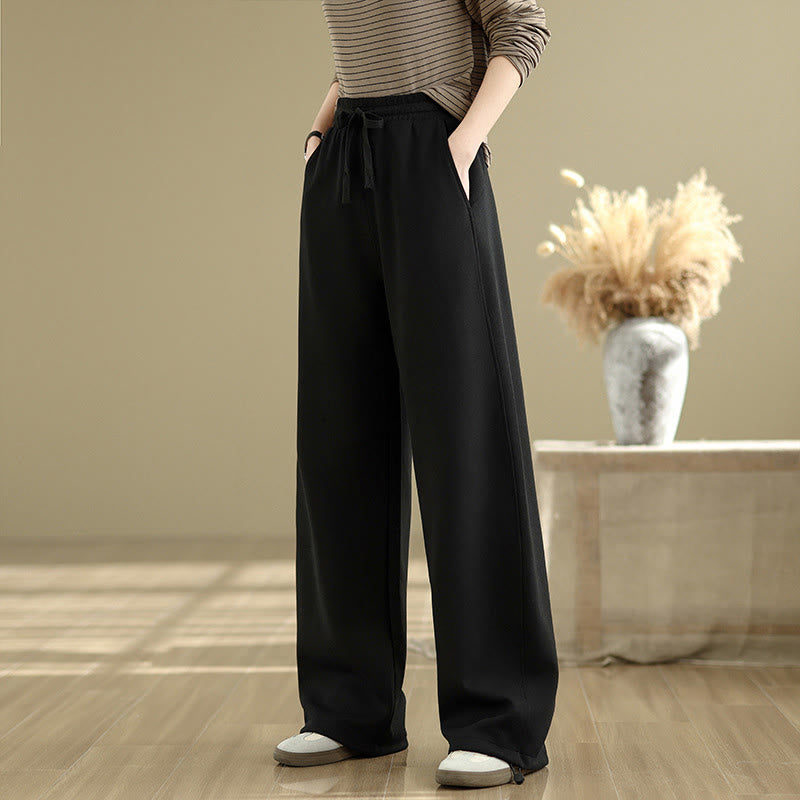 Breathable Cotton Straight-Leg Meditation Trousers with Pockets