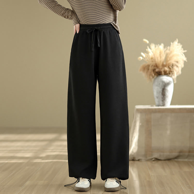 Breathable Cotton Straight-Leg Meditation Trousers with Pockets