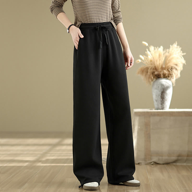Breathable Cotton Straight-Leg Meditation Trousers with Pockets