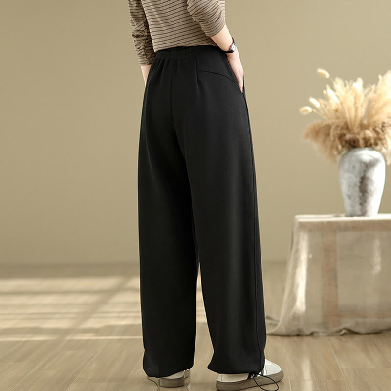 Breathable Cotton Straight-Leg Meditation Trousers with Pockets