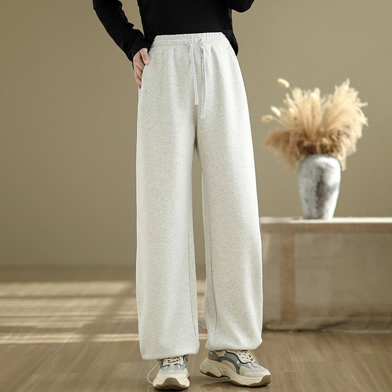 Breathable Cotton Straight-Leg Meditation Trousers with Pockets