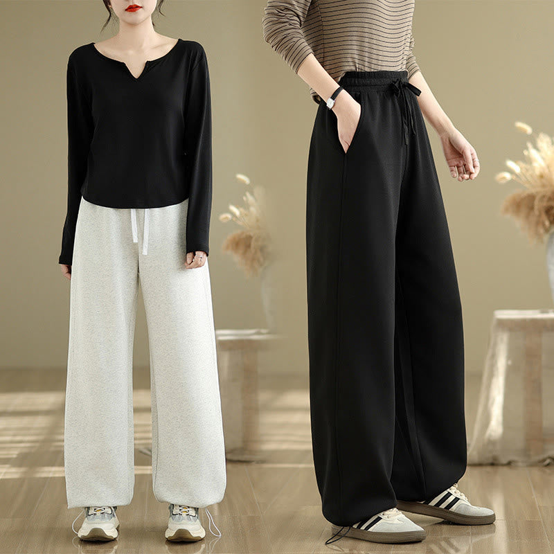 Breathable Cotton Straight-Leg Meditation Trousers with Pockets