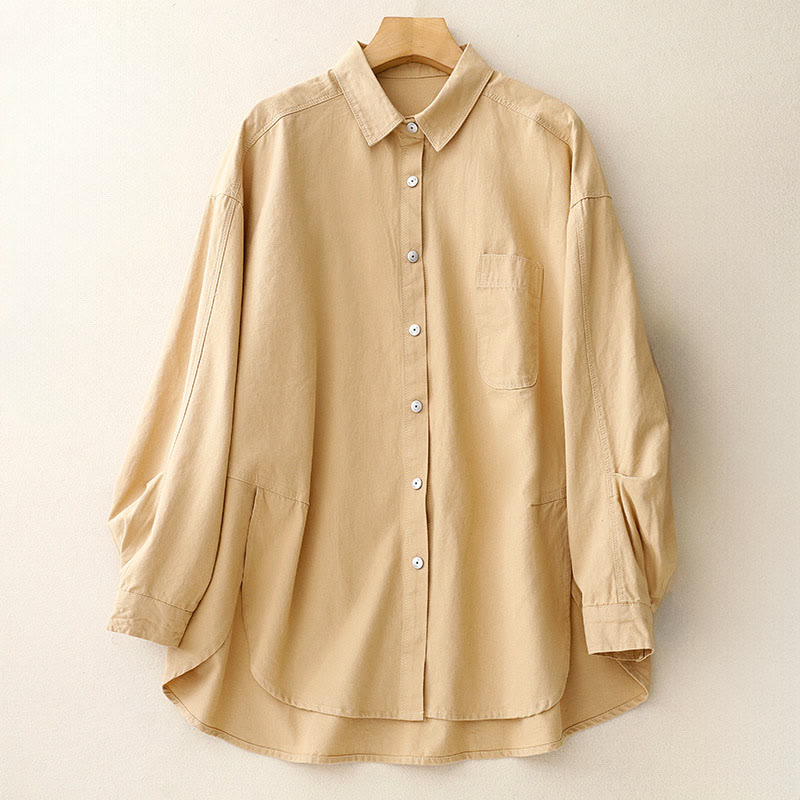 Minimalist Cotton Stand Collar Long Sleeve Meditation Shirt