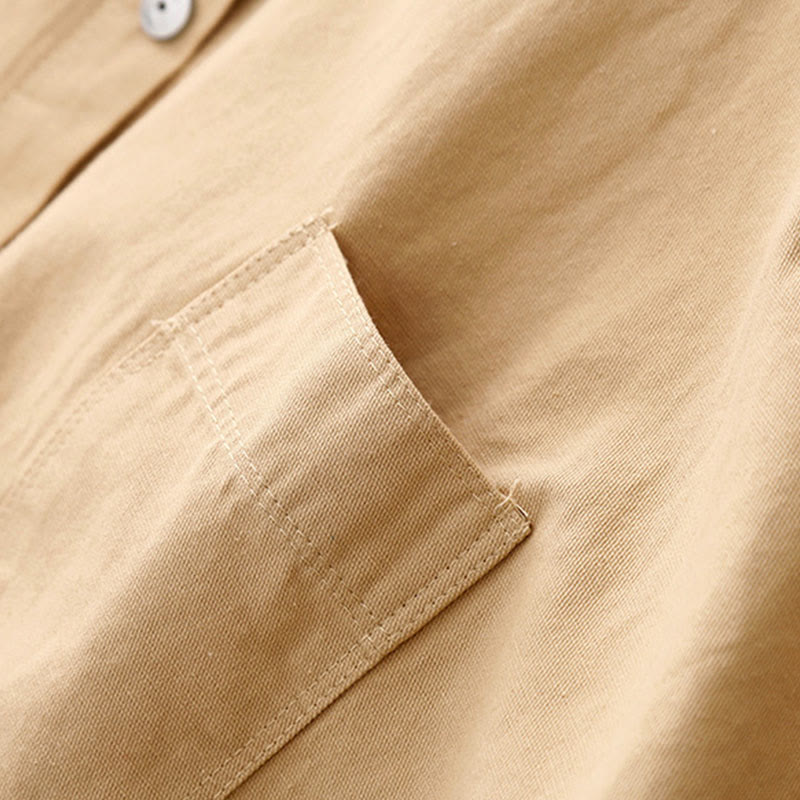 Minimalist Cotton Stand Collar Long Sleeve Meditation Shirt