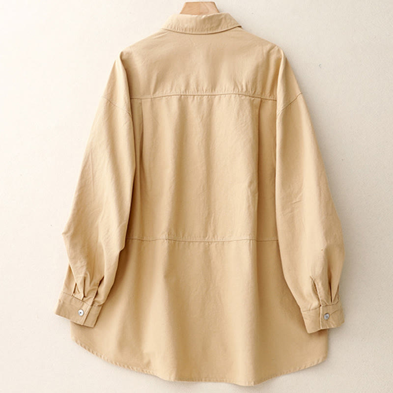 Minimalist Cotton Stand Collar Long Sleeve Meditation Shirt