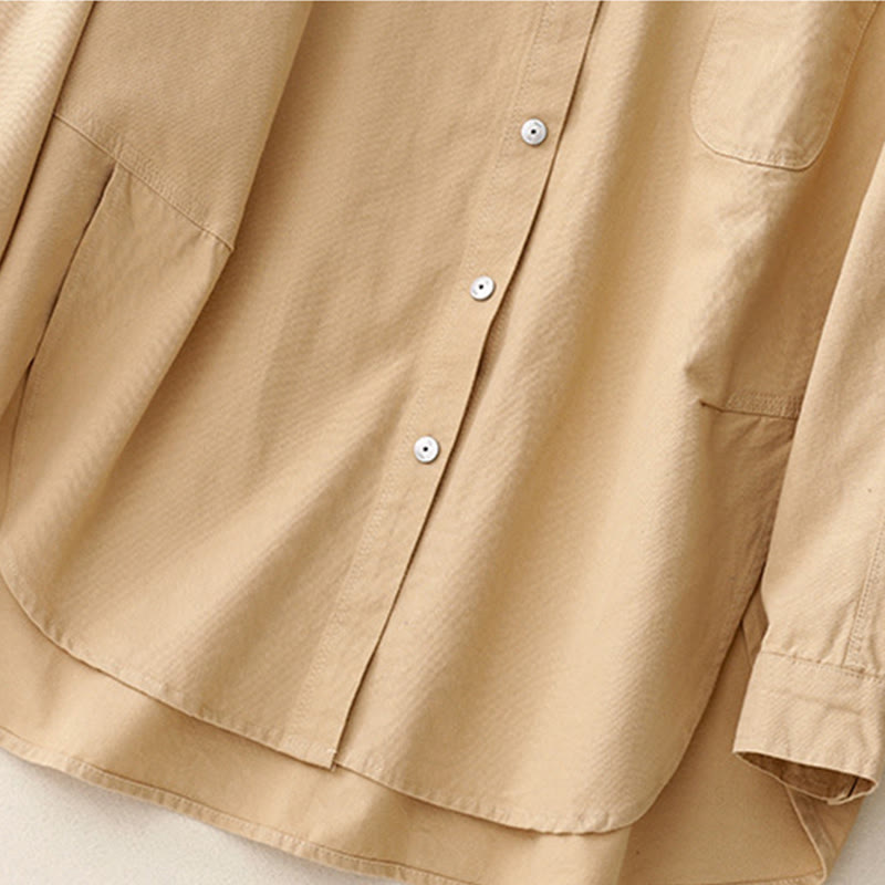 Minimalist Cotton Stand Collar Long Sleeve Meditation Shirt