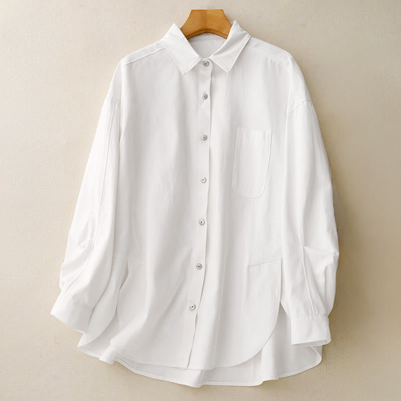 Minimalist Cotton Stand Collar Long Sleeve Meditation Shirt