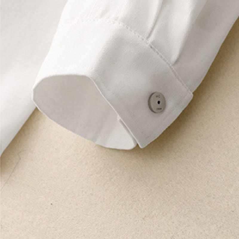 Minimalist Cotton Stand Collar Long Sleeve Meditation Shirt