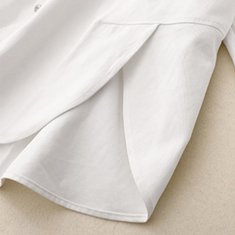 Minimalist Cotton Stand Collar Long Sleeve Meditation Shirt