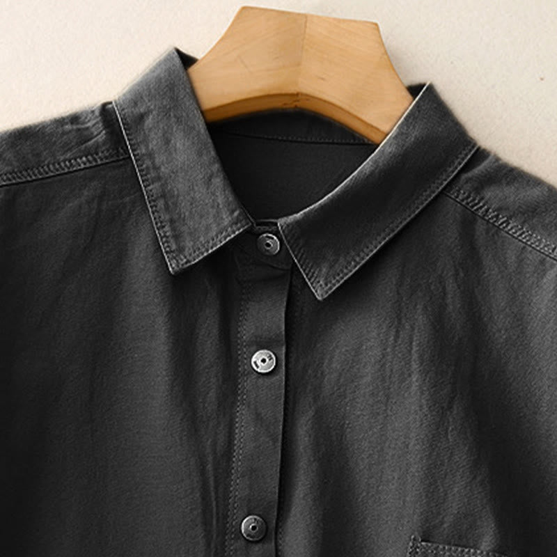 Minimalist Cotton Stand Collar Long Sleeve Meditation Shirt