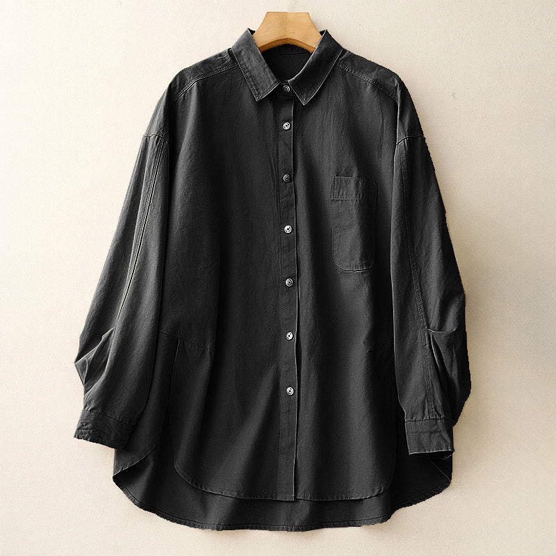Minimalist Cotton Stand Collar Long Sleeve Meditation Shirt
