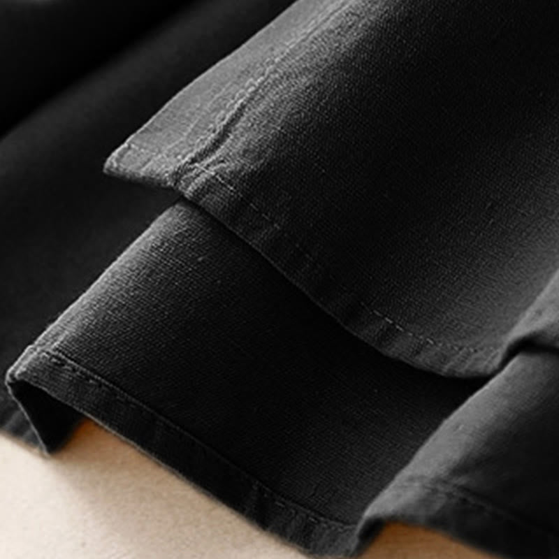 Minimalist Cotton Stand Collar Long Sleeve Meditation Shirt