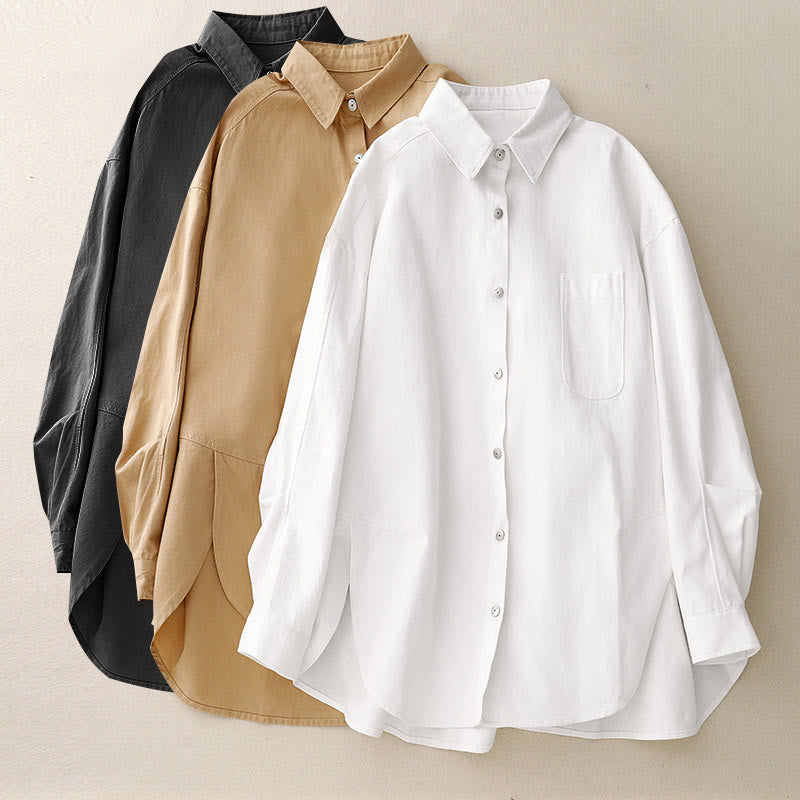 Minimalist Cotton Stand Collar Long Sleeve Meditation Shirt