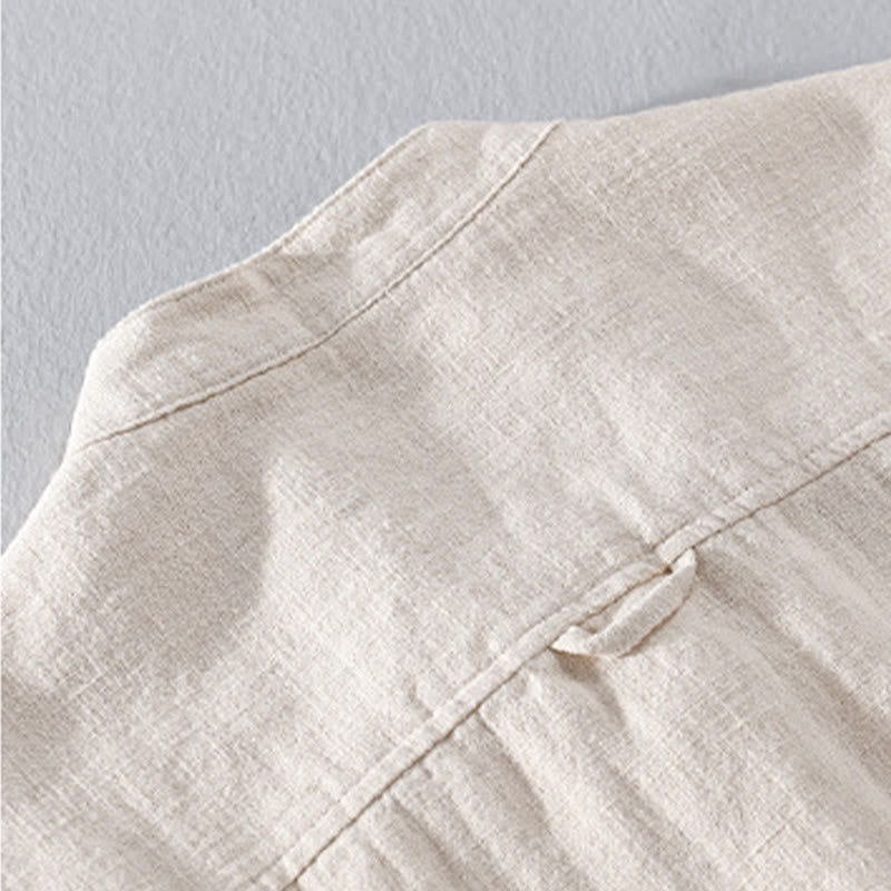 Ramie Cotton Stand Collar Mindful Meditation Men's Shirt