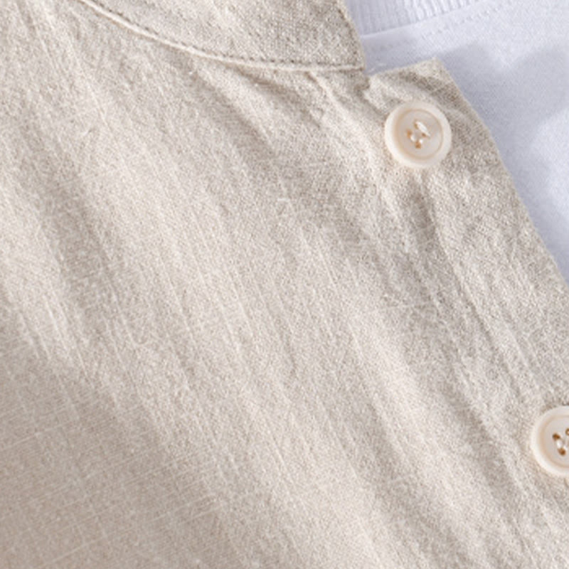 Ramie Cotton Stand Collar Mindful Meditation Men's Shirt