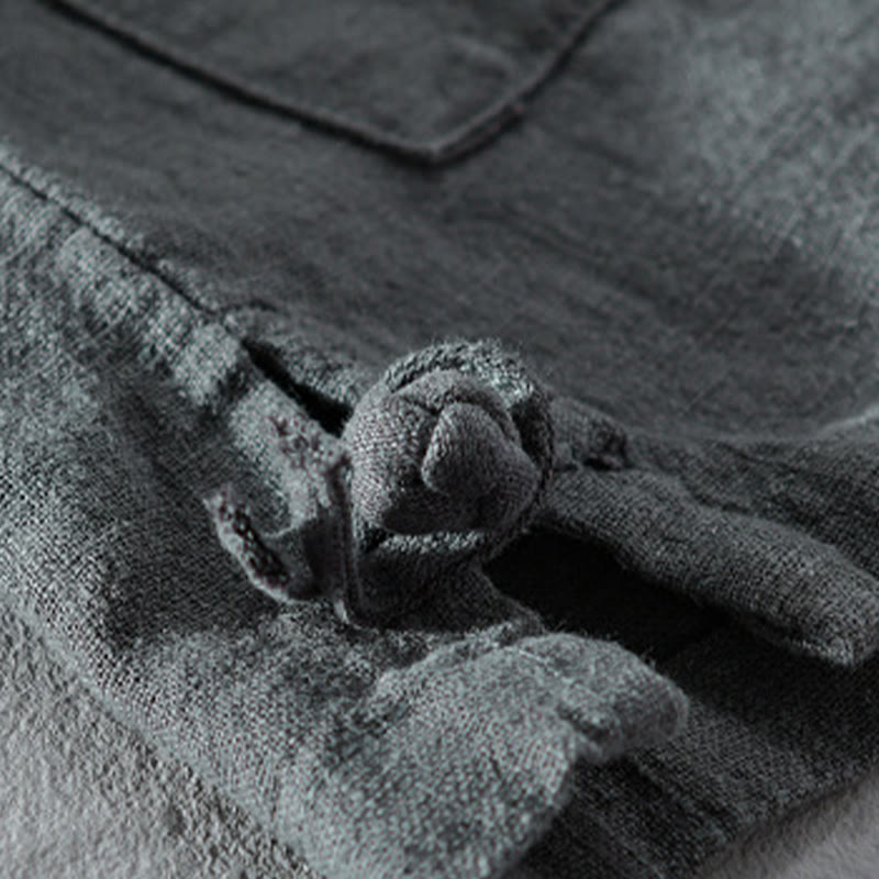Ramie Cotton Stand Collar Mindful Meditation Men's Shirt