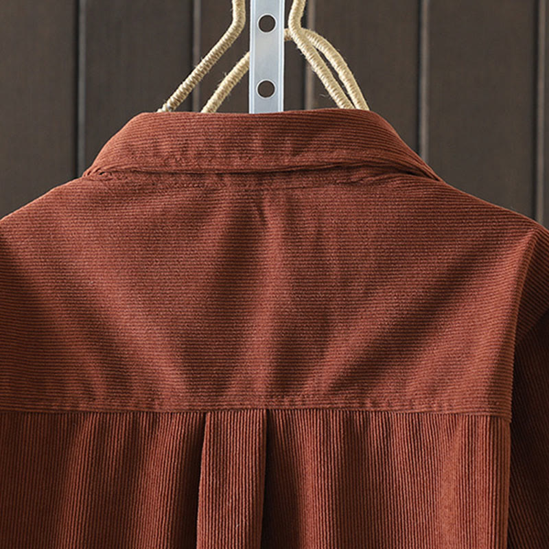 Tactile Cotton Corduroy Stand Collar Grounding Jacket
