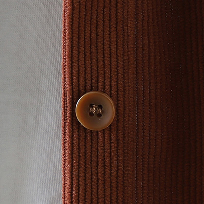 Tactile Cotton Corduroy Stand Collar Grounding Jacket