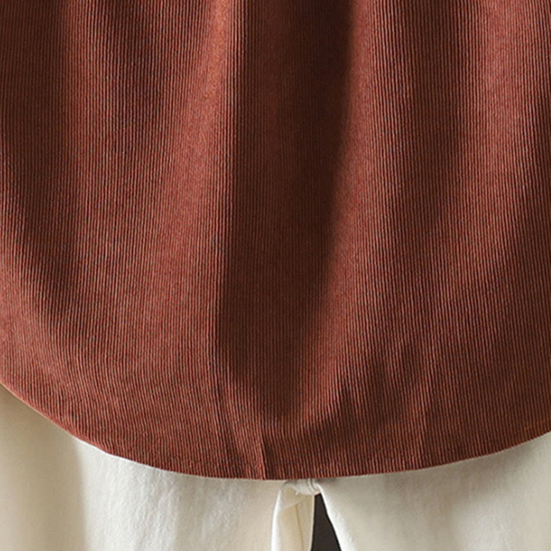 Tactile Cotton Corduroy Stand Collar Grounding Jacket