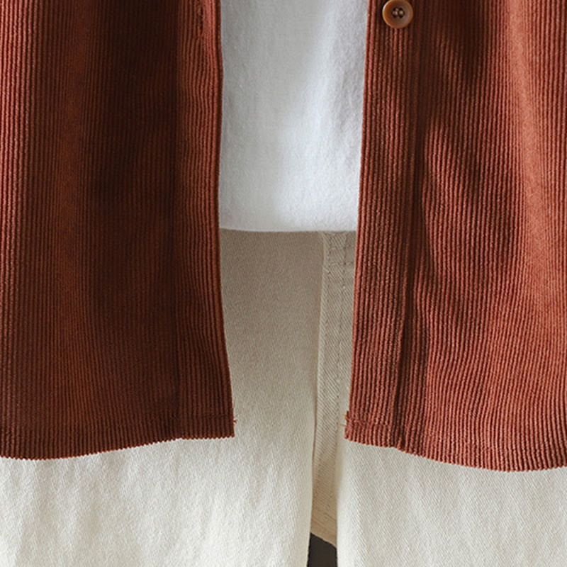 Tactile Cotton Corduroy Stand Collar Grounding Jacket