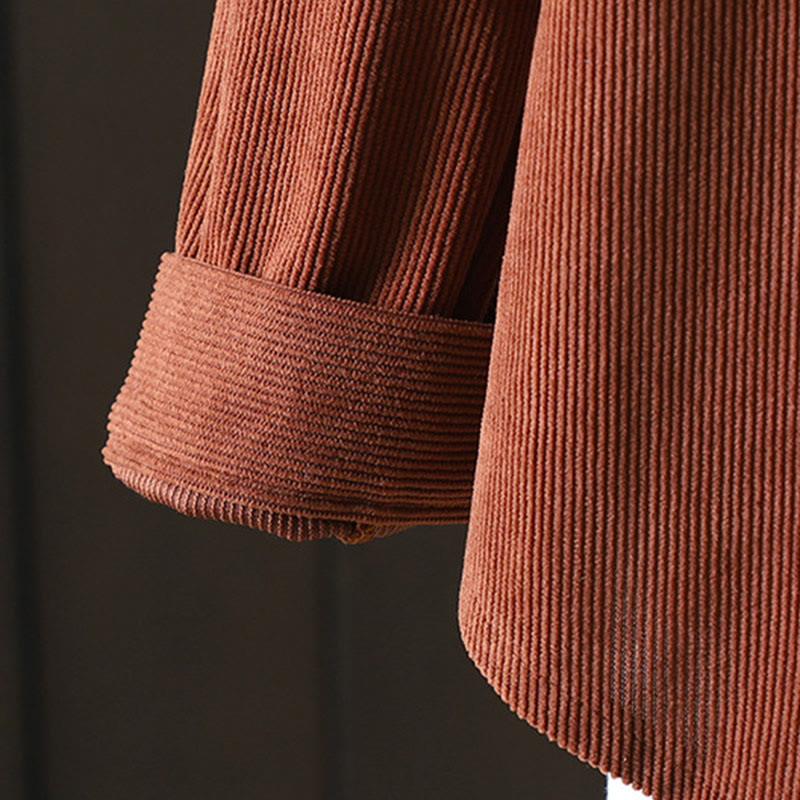 Tactile Cotton Corduroy Stand Collar Grounding Jacket