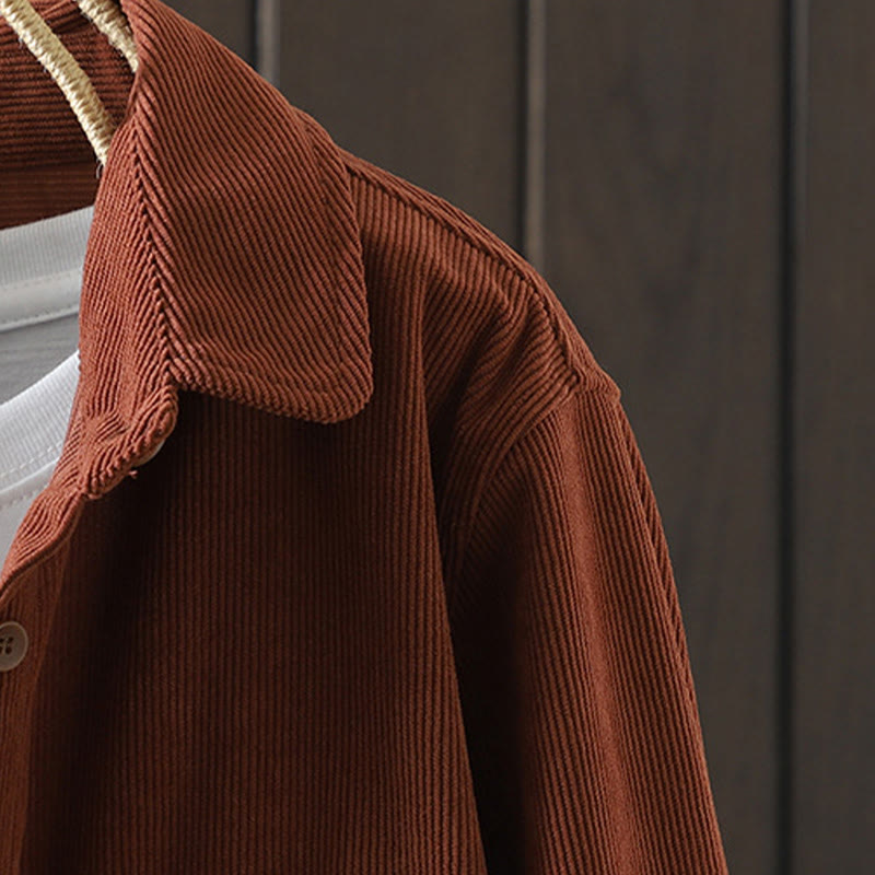 Tactile Cotton Corduroy Stand Collar Grounding Jacket