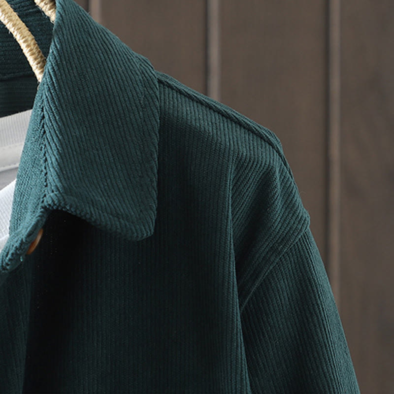 Tactile Cotton Corduroy Stand Collar Grounding Jacket