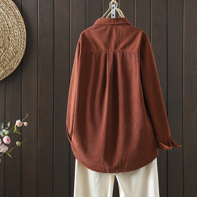 Tactile Cotton Corduroy Stand Collar Grounding Jacket