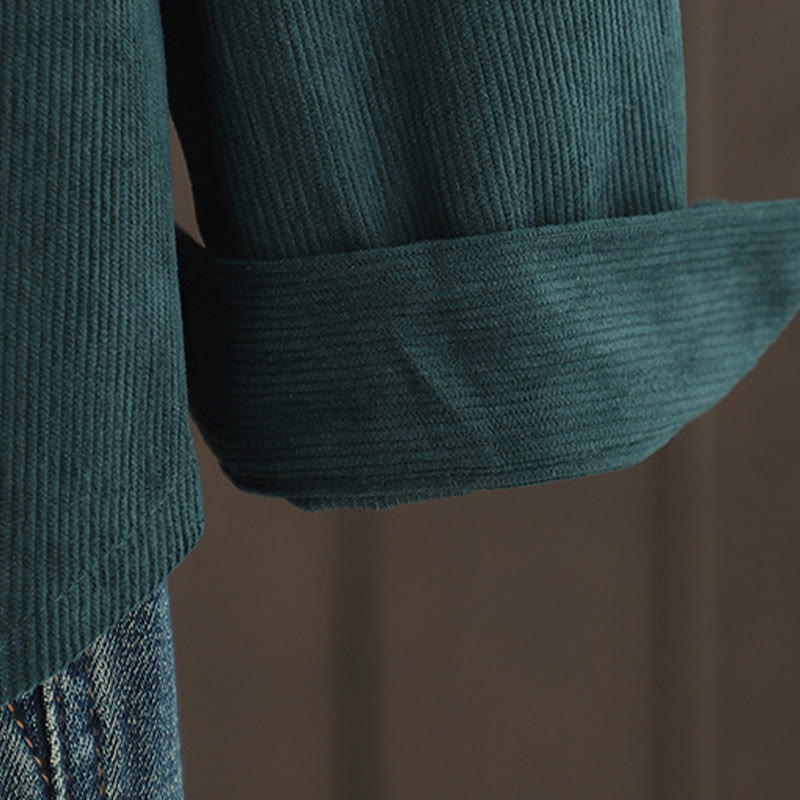 Tactile Cotton Corduroy Stand Collar Grounding Jacket
