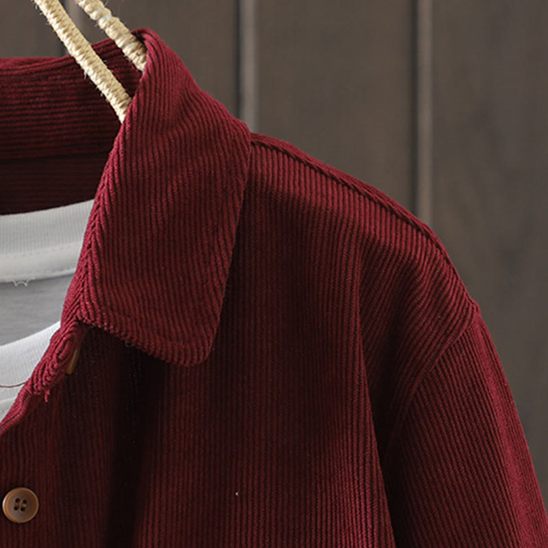 Tactile Cotton Corduroy Stand Collar Grounding Jacket