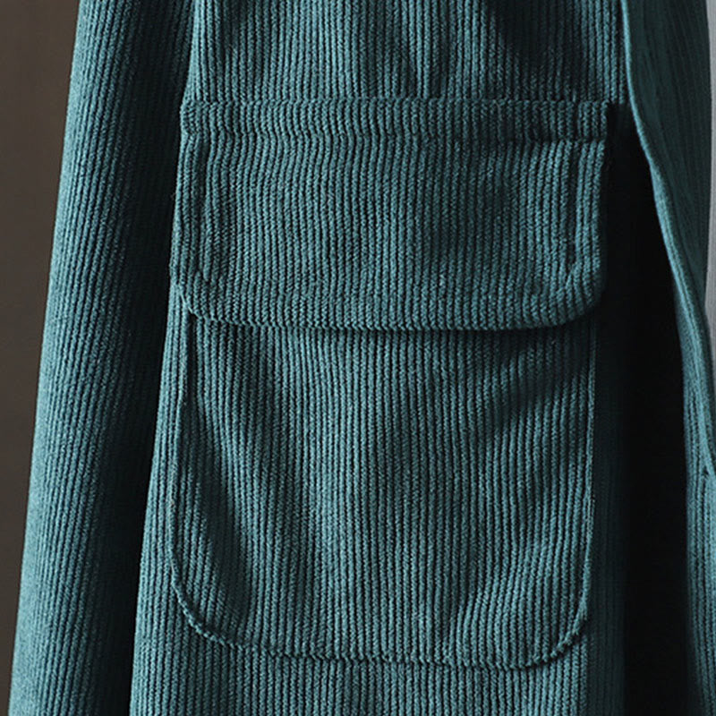 Tactile Cotton Corduroy Stand Collar Grounding Jacket