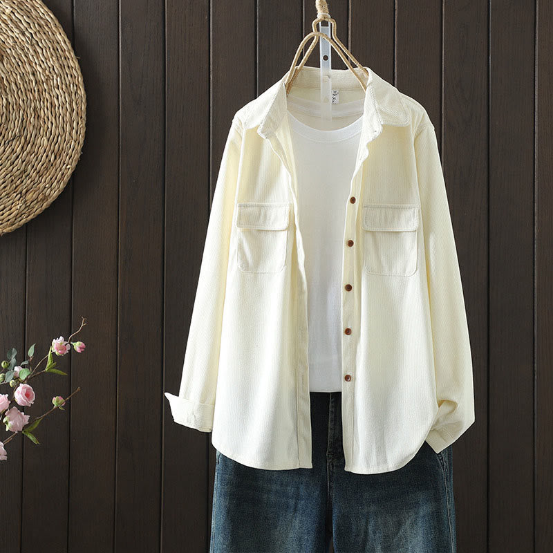 Tactile Cotton Corduroy Stand Collar Grounding Jacket