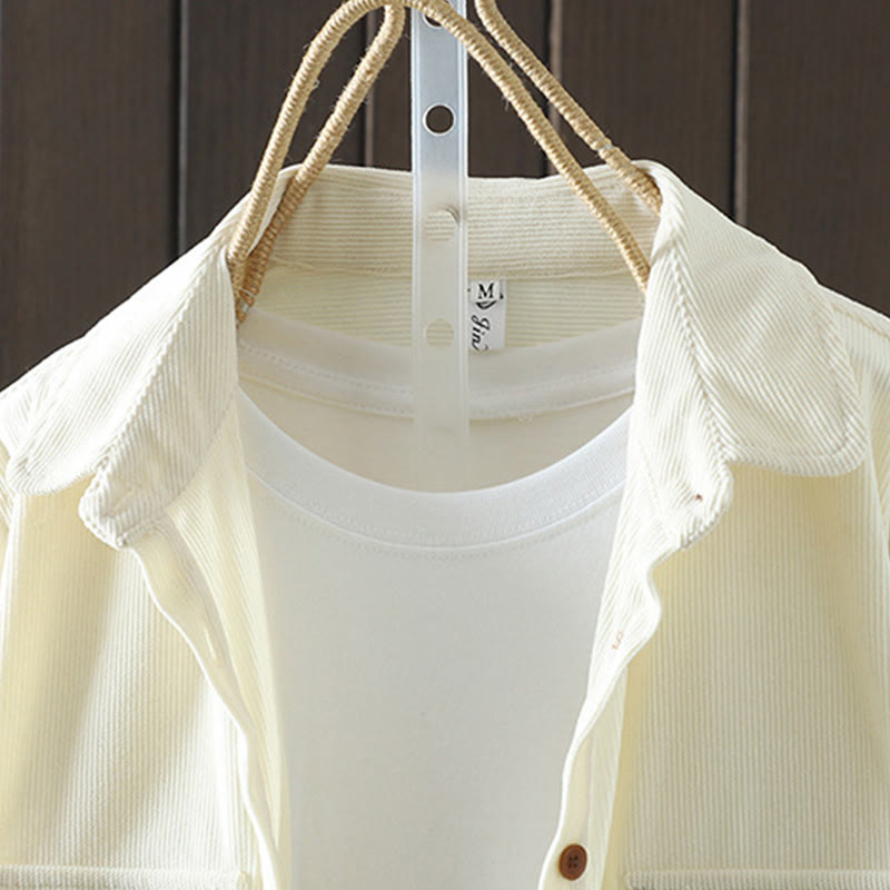 Tactile Cotton Corduroy Stand Collar Grounding Jacket