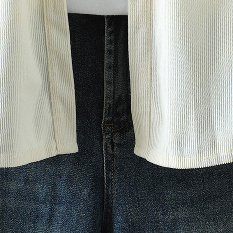 Tactile Cotton Corduroy Stand Collar Grounding Jacket