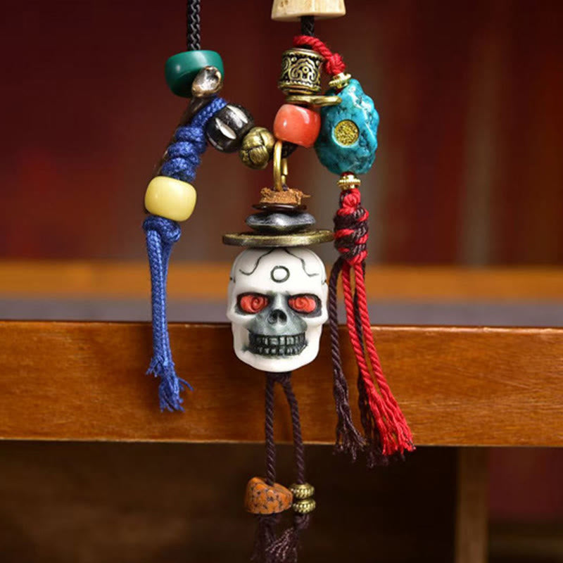 Tibetan Skull The Lord of the Corpse Forest New Beginning Rope Necklace Pendant